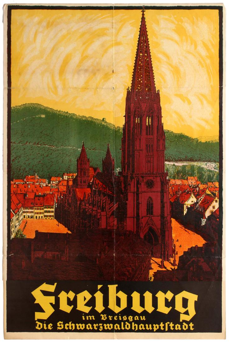 VINTAGE TRAVEL GERMANY DEUTSCHLAND CAR LIGHTS CHURCH CATHEDRAL PRINT B12X11905
